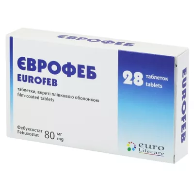 Єврофеб таблетки вкриті оболонкою 80 мг №28 — Фото 1