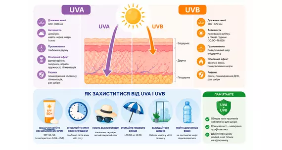 Чим відрізняється UVA та UVB-випромінювання і як від них захиститися